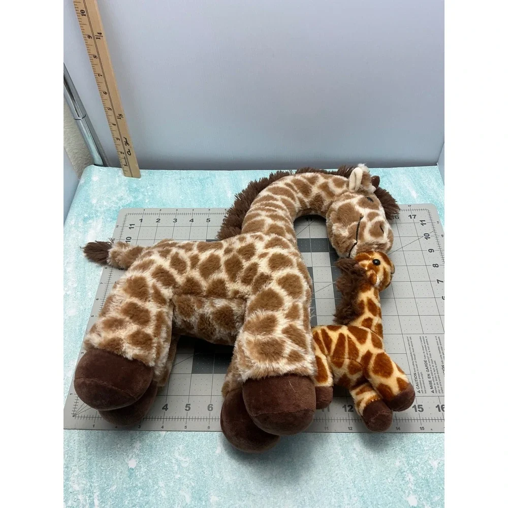 Plush Giraffe‎ Mother and Baby Attached Stuffed Animal Safari Nursery Decor 13in
